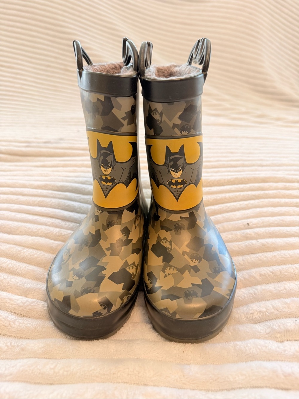 Western Chief  BatMan Yellow and Olive Camo Kids Rain Boots